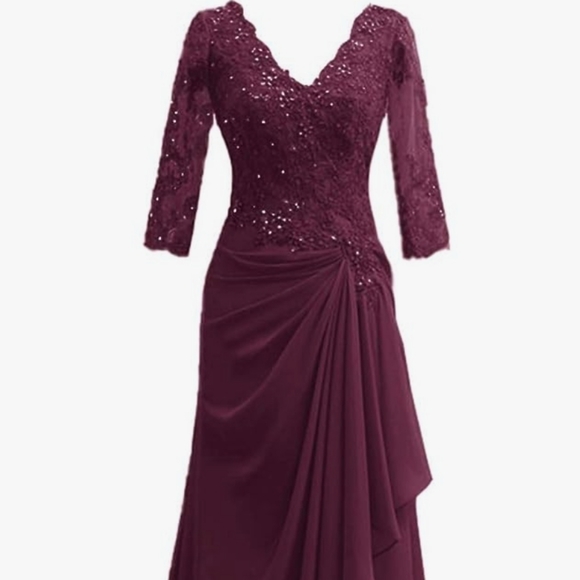 Formal Evening Mother of the Bride Mother of the Groom Dress Grape color - Picture 1 of 8